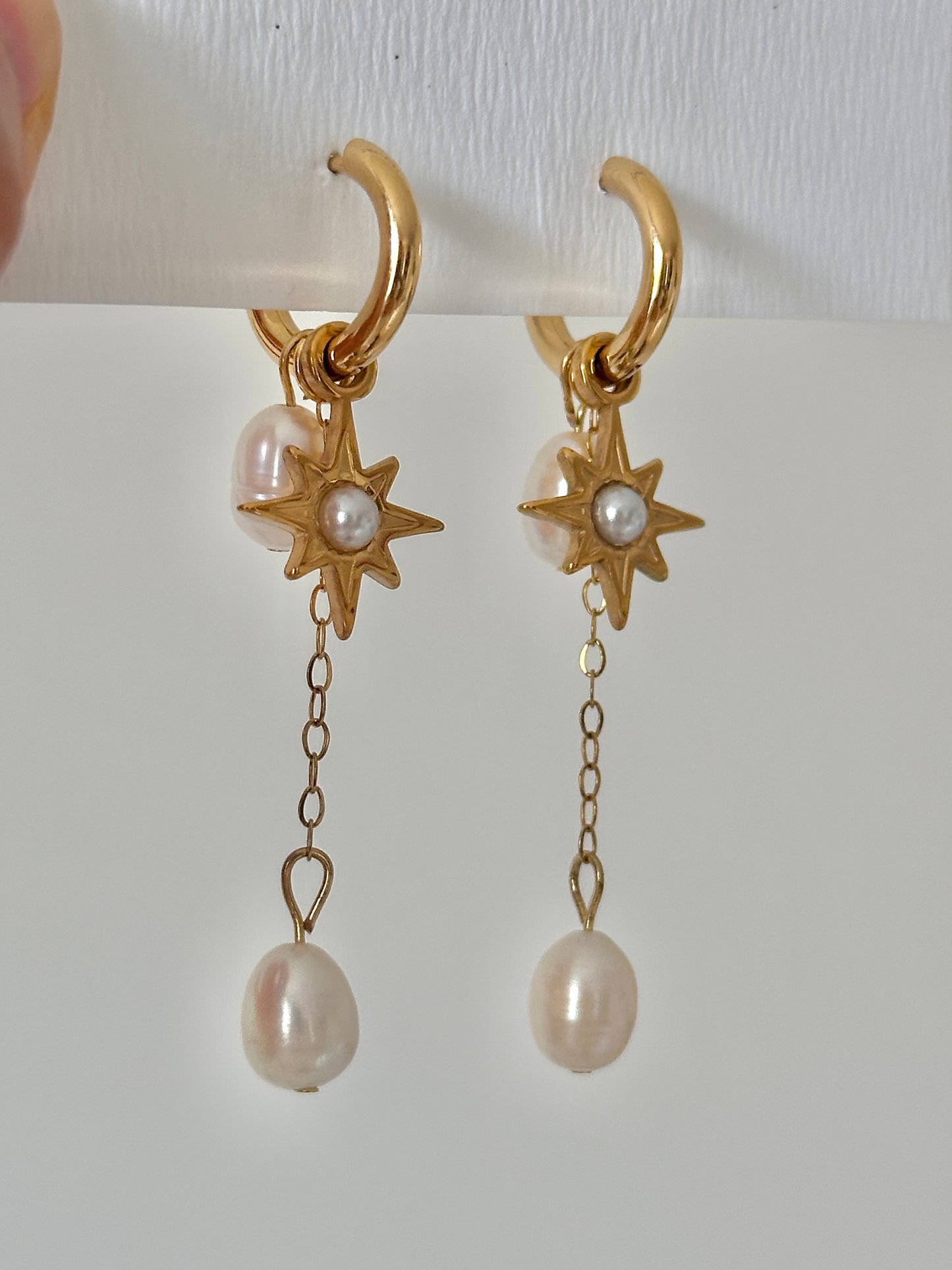Boucles d’oreilles Bohème Pendantes Perle Inox
