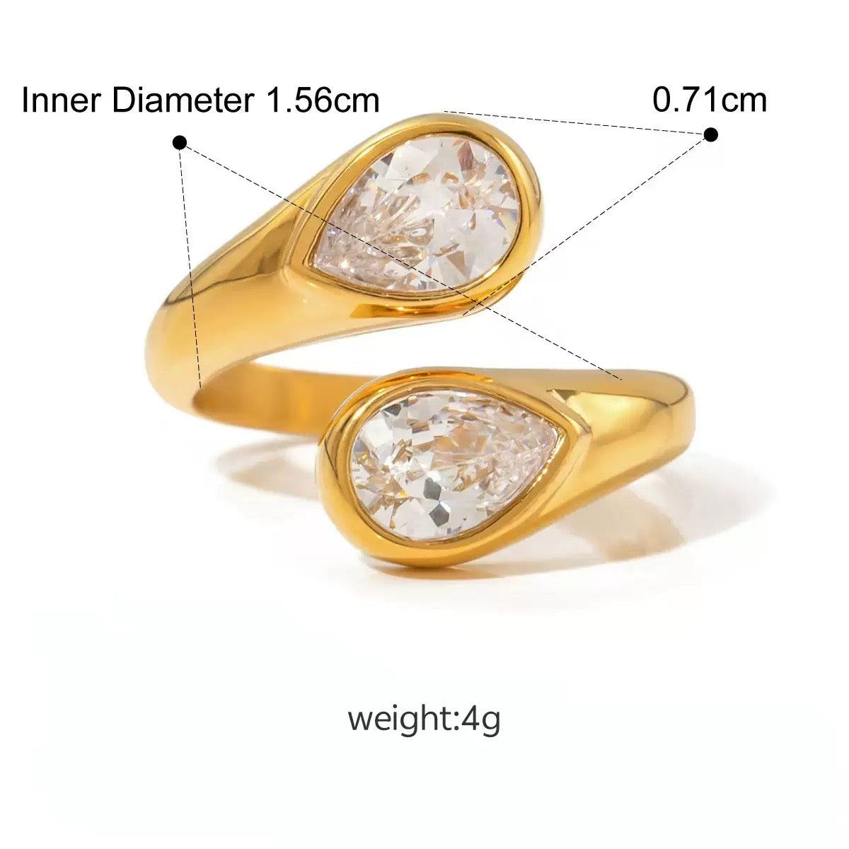 Bague ouverte en zircone