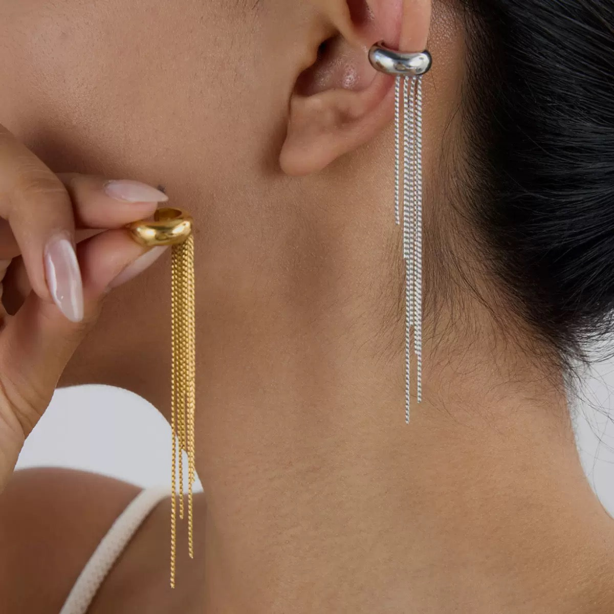 Ear Cuff à Franges en Acier Inoxydable