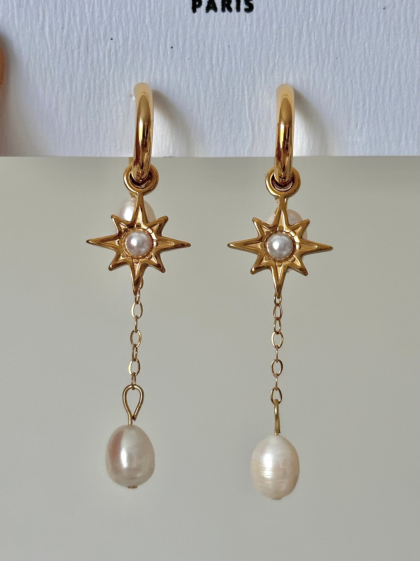 Boucles d’oreilles Bohème Pendantes Perle Inox