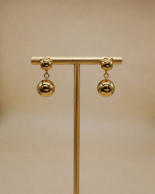 Boucles d’Oreilles Double Sphère Dorées