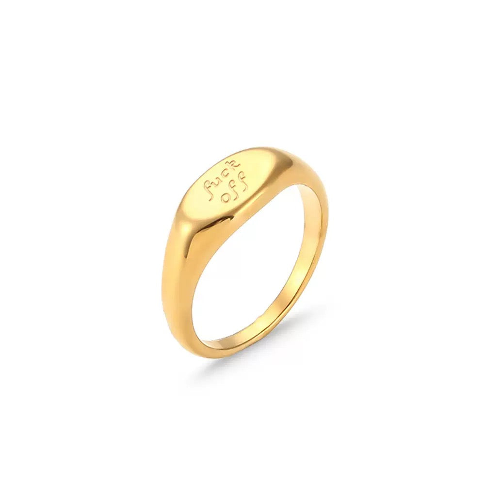 Bague gravée "fuck off"