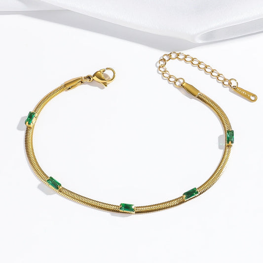 Bracelet zircon vert carré